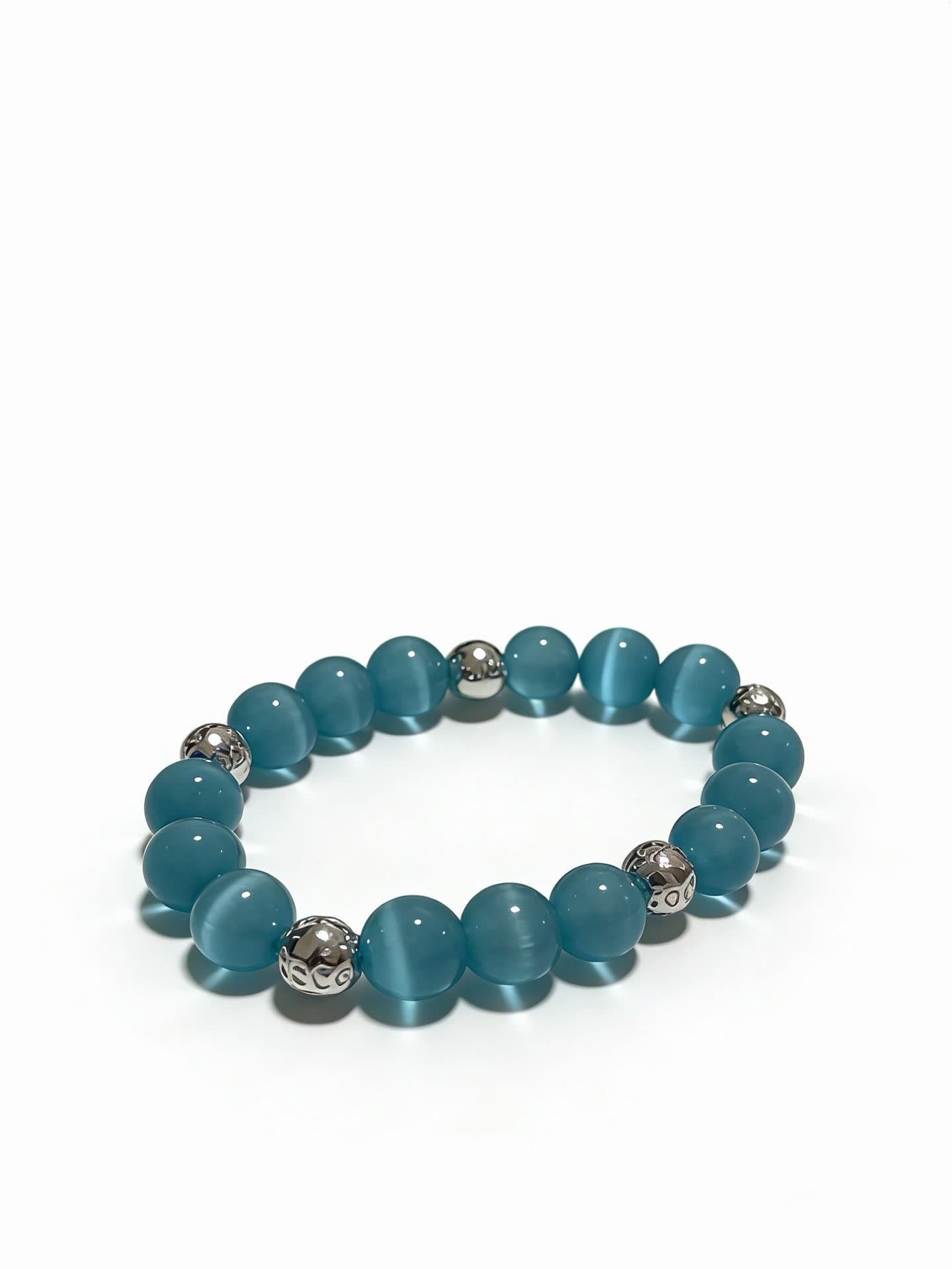 Tiffany & Co Blue Beaded Bracelet with Silver Accents